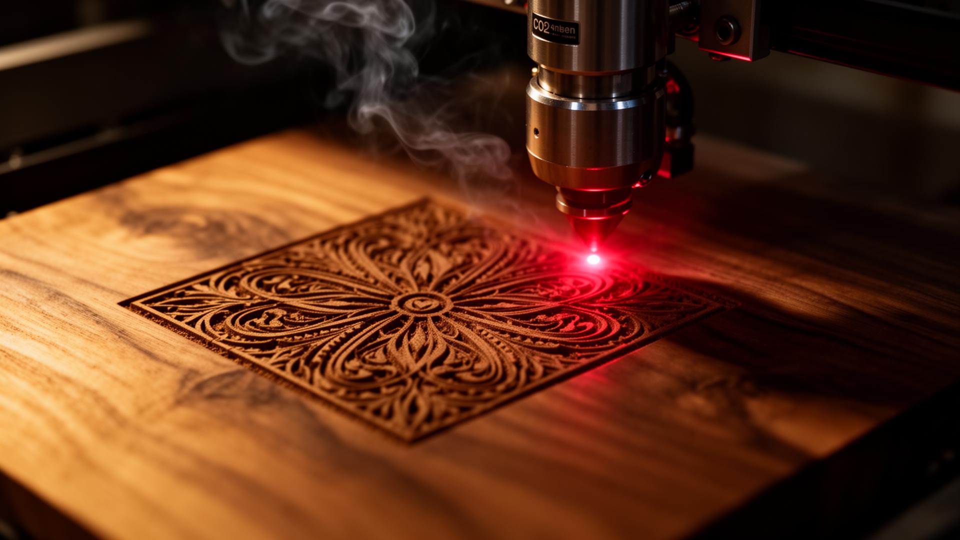 Laser engraving walnut wood